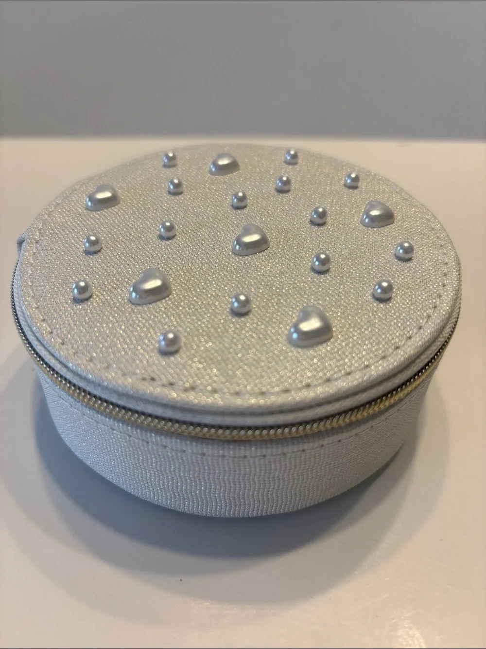 A New Day Round Pearl and Heart Travel Jewelry Organizer